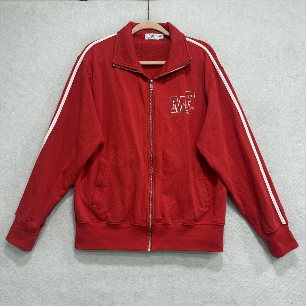 The Mayfair Group Track Jacket Womens M/L Red The New P.E. Full Zip Athletic
